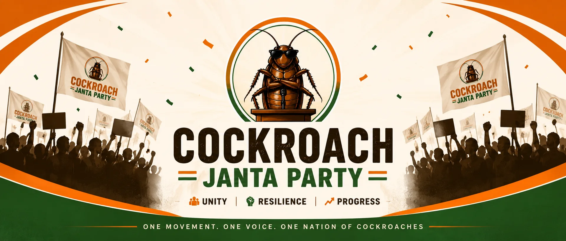 Cockroach Janta Party cover — Be Part of the Movement, Be the Change